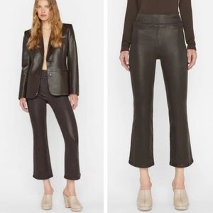 NWT Frame Jetset Crop Mini Bootcut Coated Jeans in Espresso